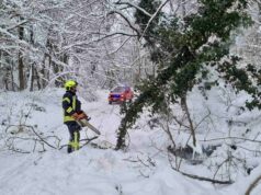 Intervencija vatrogasaca na cesti u Donjem Hruševcu